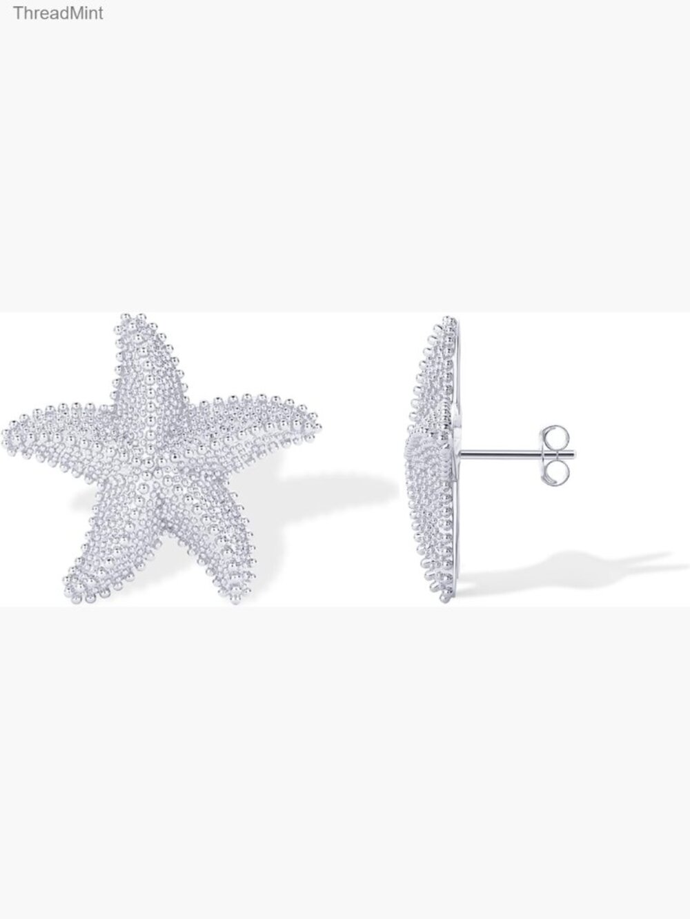 Starfish Stud Earrings Cubic Zirconia Statement Dangling Studs